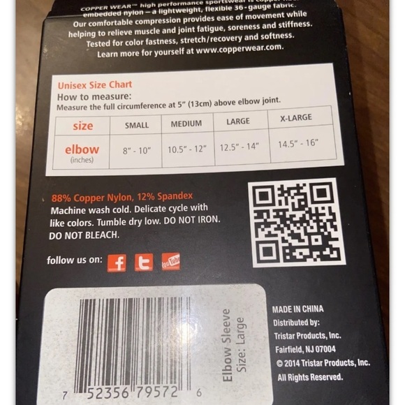 Copper Wear Unisex Elbow Sleeve Pack Lot of 2 Cooper Compression. - Picture 2 of 2